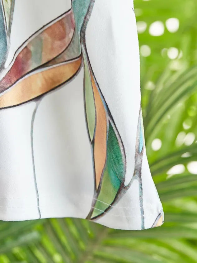 Women Printed Casual Square Neck Short Sleeve Maxi Dress